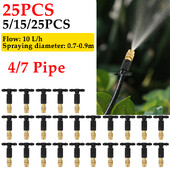 5-15 db 4/7 PVC kültéri permetező hűtőrendszer kerti öntözés öntözés 1/4`` sárgaréz porlasztóval állítható kerti mikro locsolók