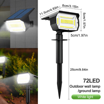 72/68 LED-es napelemes tájlámpák kültéri IP65 vízálló napelemes lámpával 3 módú napelemes kerti spotlámpával az udvari füves sétányhoz
