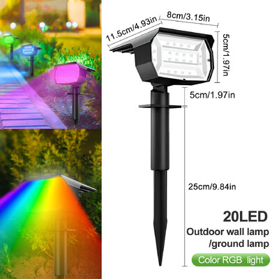 72/68 LED-es napelemes tájlámpák kültéri IP65 vízálló napelemes lámpával 3 módú napelemes kerti spotlámpával az udvari füves sétányhoz