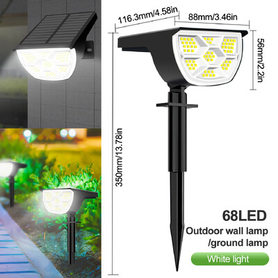 72/68 LED-es napelemes tájlámpák kültéri IP65 vízálló napelemes lámpával 3 módú napelemes kerti spotlámpával az udvari füves sétányhoz