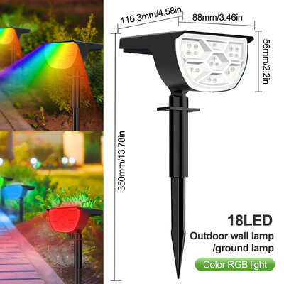 72/68 LED-es napelemes tájlámpák kültéri IP65 vízálló napelemes lámpával 3 módú napelemes kerti spotlámpával az udvari füves sétányhoz