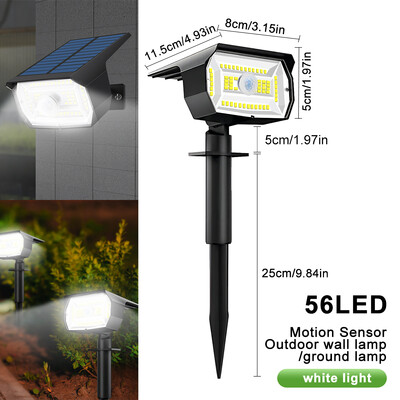 72/68 LED-es napelemes tájlámpák kültéri IP65 vízálló napelemes lámpával 3 módú napelemes kerti spotlámpával az udvari füves sétányhoz