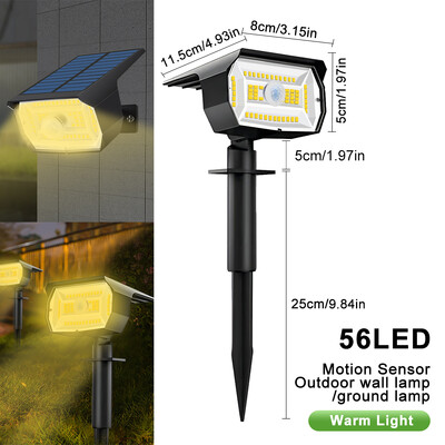 72/68 LED-es napelemes tájlámpák kültéri IP65 vízálló napelemes lámpával 3 módú napelemes kerti spotlámpával az udvari füves sétányhoz