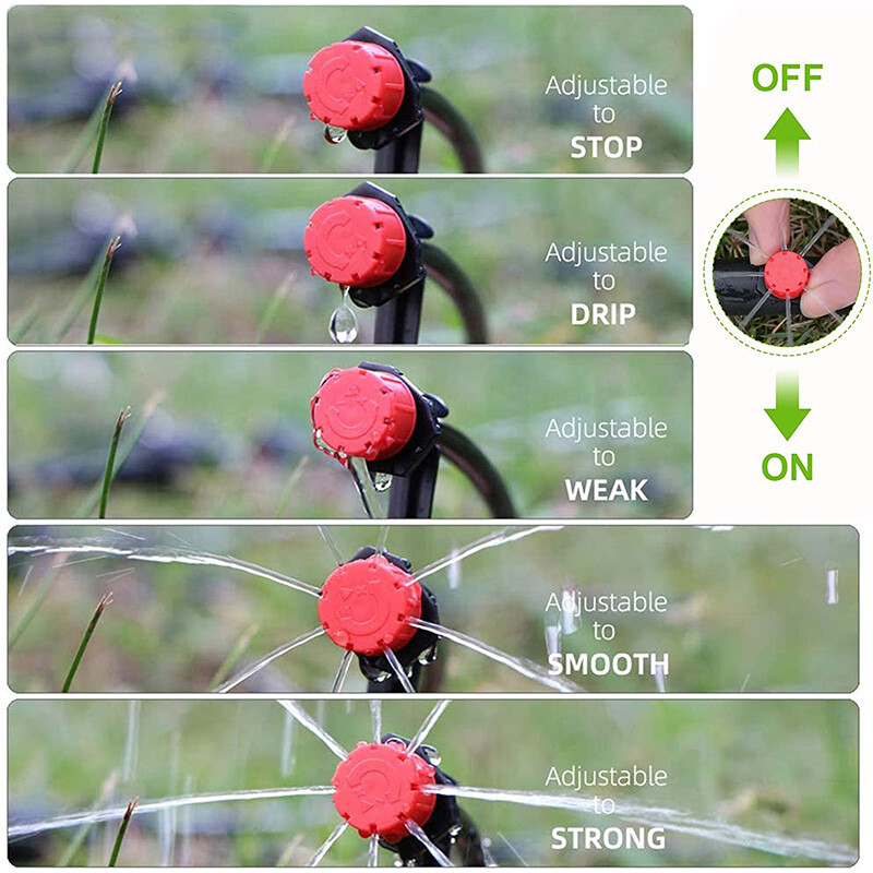 20/50Pcs 360 градуса регулируеми капкообразуватели за напояване Разпръсквачи 1/4 инча емитери Капково за напоителна система Балкон Двор Оранжерия