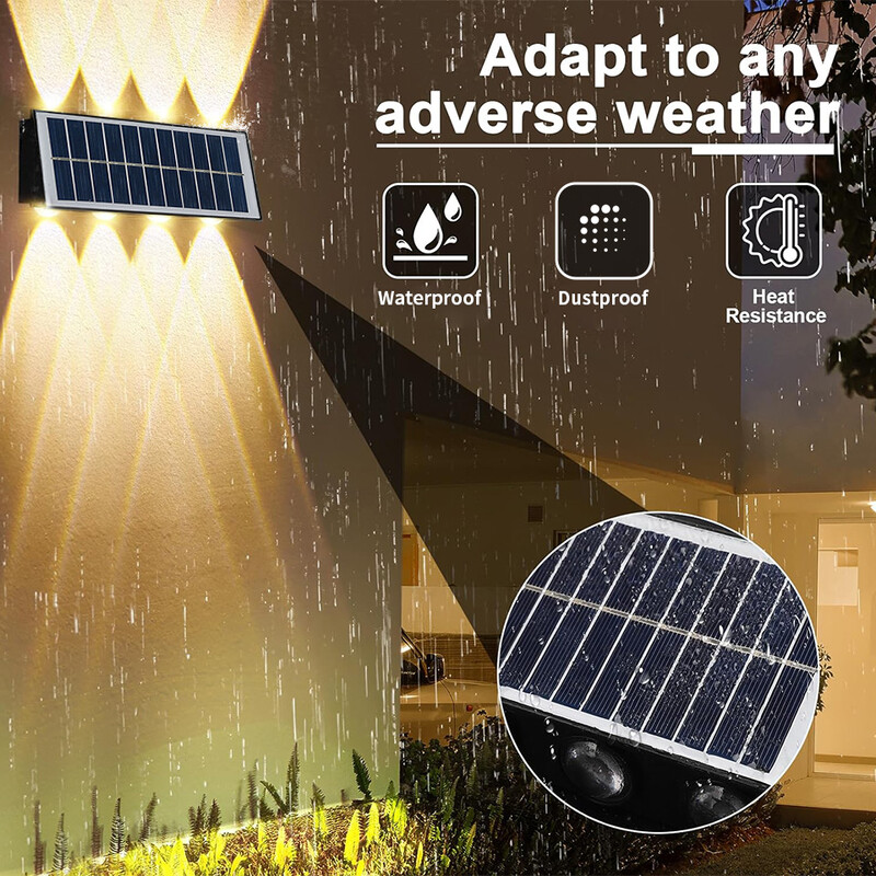 LED соларни прожектори Външни стенни лампи Водоустойчиви 8 W градински декор Лампи нагоре и надолу Осветление за двор, веранда, балкон, градина