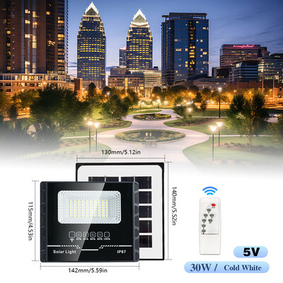 Solar Flood Lights 10W 30W kültéri napelemes LED lámpák LED napenergiával működő spotlámpák kültéri vízálló reflektor távirányítóval