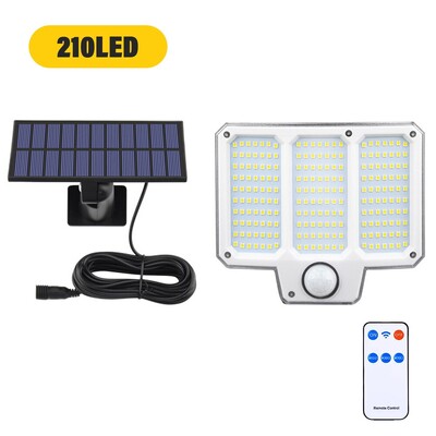 153 LED-es kültéri napelemes fali lámpa mozgásérzékelővel, távirányítóval, 3 módú biztonsági lámpával, IP65 vízálló tornácos terasz garázshoz