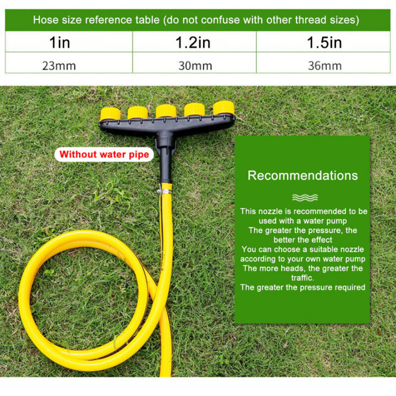 Селскостопански спрей с множество глави, дюза за разпръскване на градински тревни площи, напояване на земеделски зеленчуци, регулируем инструмент за поливане с голям поток