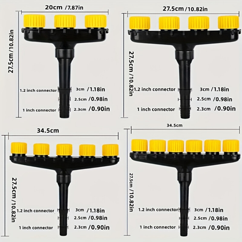 Селскостопански спрей с множество глави, дюза за разпръскване на градински тревни площи, напояване на земеделски зеленчуци, регулируем инструмент за поливане с голям поток