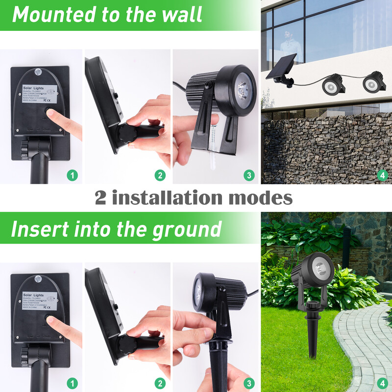 3000K/6000K соларна LED светлина Външен слънчев прожектор Слънчева градинска светлина Външна IP65 водоустойчива слънчева светлина Стенна лампа