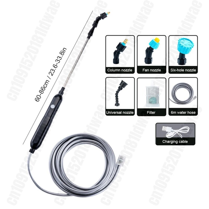 Преносима електрическа пръскачка с 2/4 дюзи за мъгла USB акумулаторна пръскачка за поливане на градина с телескопична дръжка за тревна градина