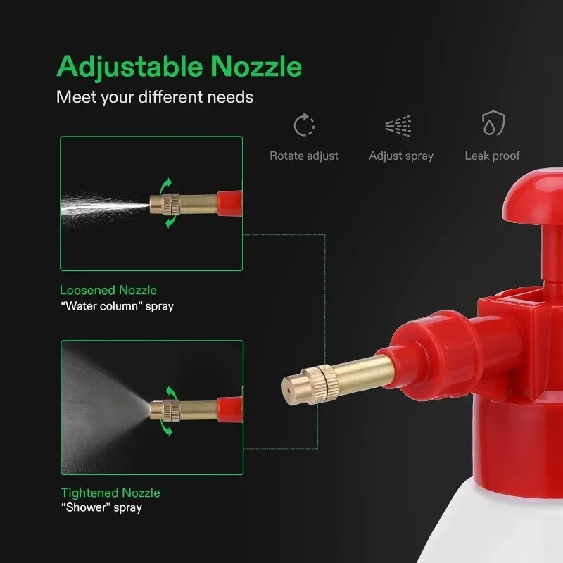 0,8 л ръчна градинска помпа пръскачка Бутилка със спрей за вода под налягане с регулируема месингова дюза за растения и разтвори за почистване на автомобили