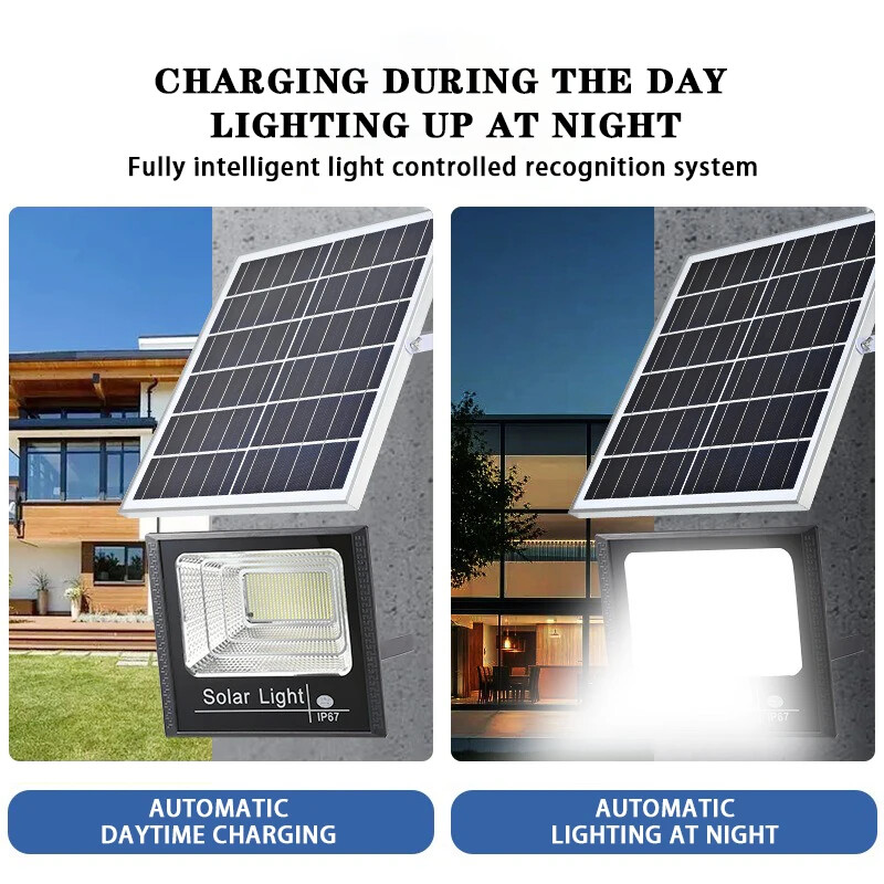 LED слънчева лампа с дистанционно управление 50W 100W 200W 300W 500W Външна водоустойчива IP67 улична лампа в задния двор Външна слънчева лампа