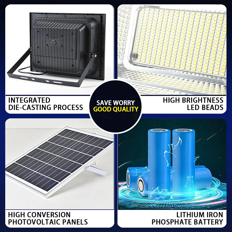 LED слънчева лампа с дистанционно управление 50W 100W 200W 300W 500W Външна водоустойчива IP67 улична лампа в задния двор Външна слънчева лампа