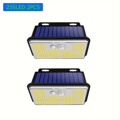 2Pack 197led Solar Motion Sensor Lights Outdoor 3 Mode IP65 Waterproof Wireless Solar Light Steps Yard Kert Kerítés Falhoz