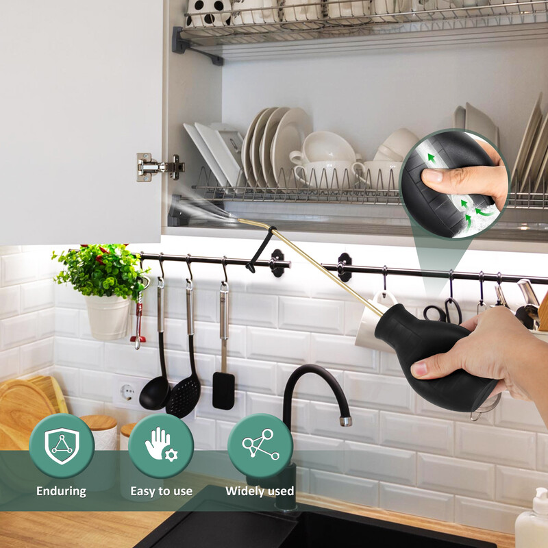 Градинска пръскачка за прах Пръскачка за прах Гумена подвижна крушка Пръскачка за прах Градински апликатор за прах с месингова тръба за хотелски старчески дом