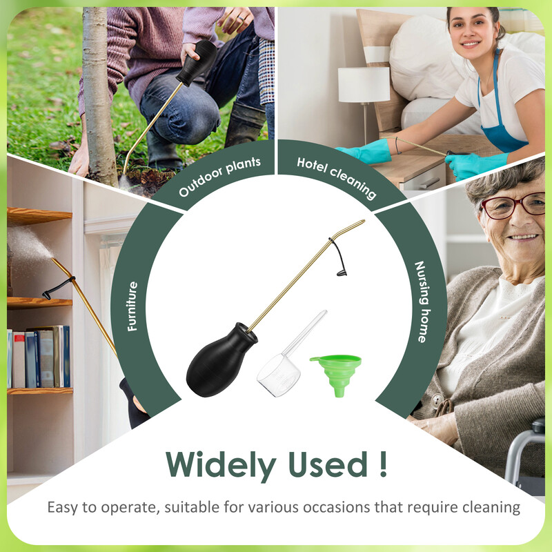 Градинска пръскачка за прах Пръскачка за прах Гумена подвижна крушка Пръскачка за прах Градински апликатор за прах с месингова тръба за хотелски старчески дом