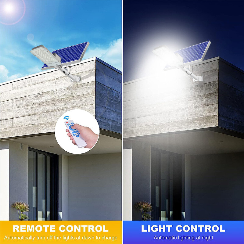 250 W LED solarna svjetiljka Vanjski vrt Vodootporna solarna ulična svjetiljka Od sumraka do zore s daljinskim upravljačem IP65 solarna zidna svjetiljka