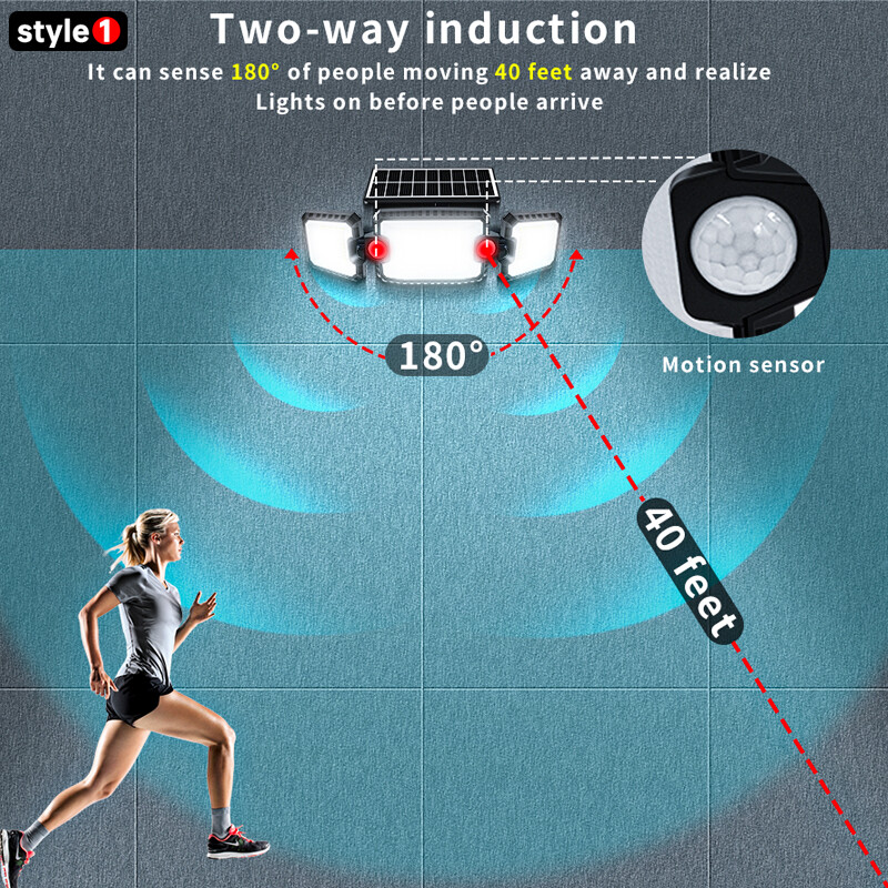 Сигурни слънчеви светлини Външни 167 LED регулируеми 3 глави с 3 режима Безжичен сензор за движение Супер водоустойчиви точкови прожектори