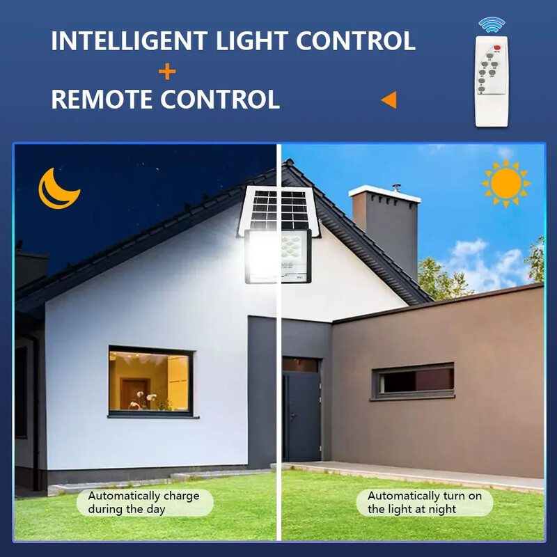 Слънчева външна Led стенна лампа за двора Водоустойчиви прожектори Слънчеви светлини Стенни светлини за дистанционно управление за градинска ограда Патио отпред