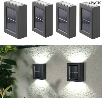 Napelemes fali lámpák UP-Down 4 PACK, megvilágító kültéri napfény-érzékelő lámpa vízálló LED modern fedélzeti világítás ház terasz dekoráció