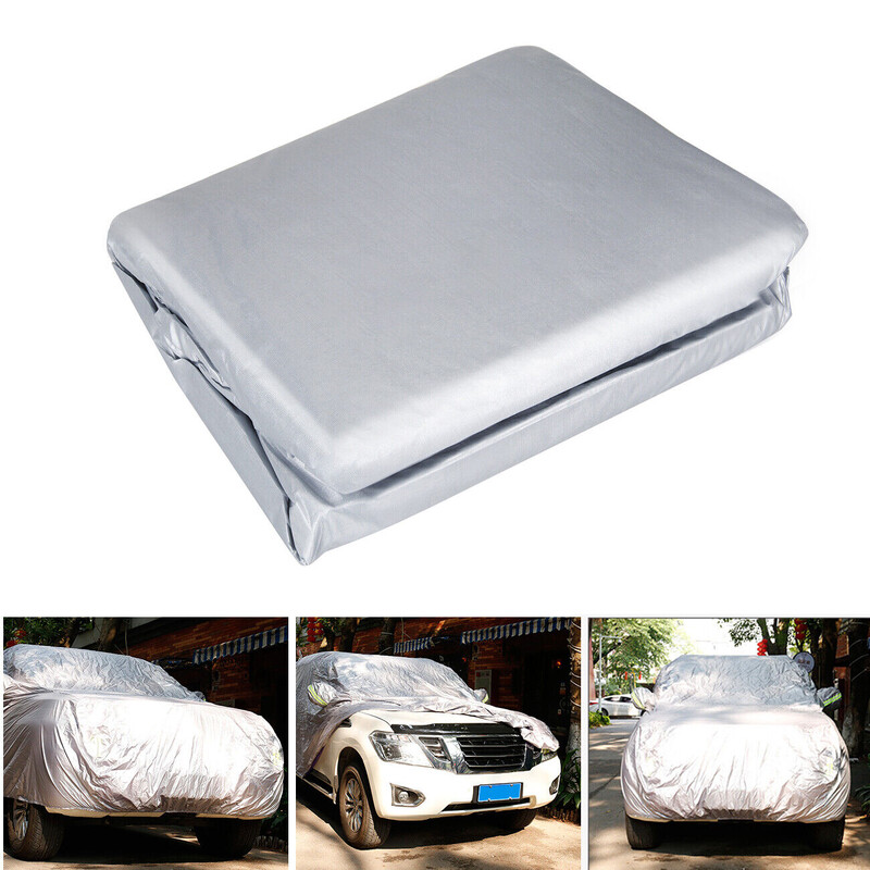 Samger Универсално пълно покритие за кола Размер XL Външно автоматично покритие Сребърен сенник Защитно покритие срещу сняг и прах за седан
