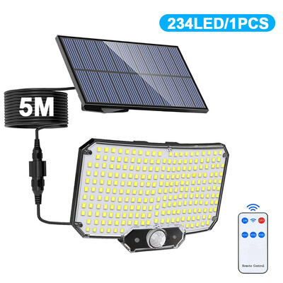 234LED napelemes kültéri lámpák mozgásérzékelő szuper fényes napelemes elárasztó lámpák távoli fali lámpák vízálló 3 módban Patio Garden Gar