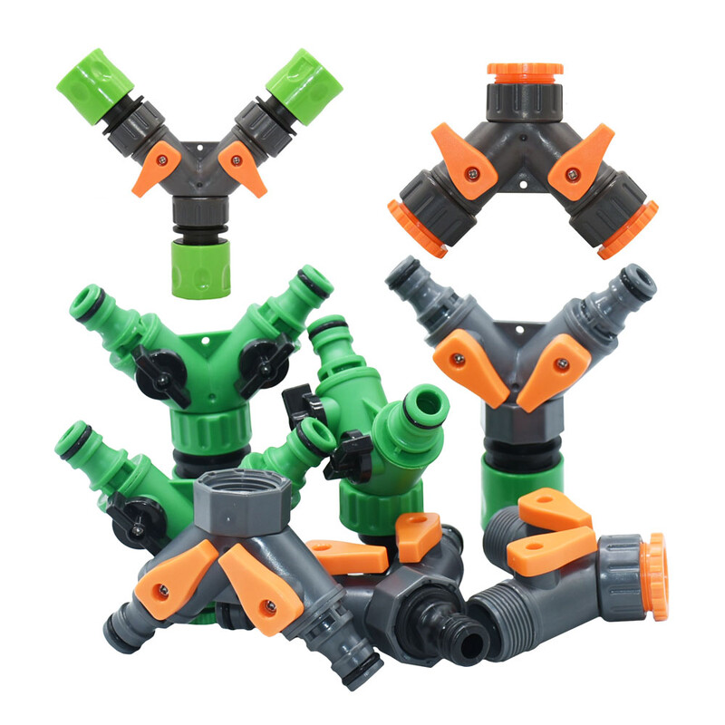 1/4 1/2" маркуч 4-пътен градински маркуч Съединител за разделяне на кран за вода Женски 1/2 3/4 резба 4 мм 1/2 инча маркуч, напоителен клапан