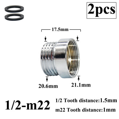 2 db 1/2 Váltás 16 18 20 22 24 26 28 mm-es férfi női menetes csaptelep adapter konyhai fürdőszoba sárgaréz buborékoló víz illesztési idomok