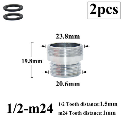 2 db 1/2 Váltás 16 18 20 22 24 26 28 mm-es férfi női menetes csaptelep adapter konyhai fürdőszoba sárgaréz buborékoló víz illesztési idomok