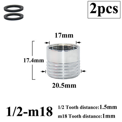 2 db 1/2 Váltás 16 18 20 22 24 26 28 mm-es férfi női menetes csaptelep adapter konyhai fürdőszoba sárgaréz buborékoló víz illesztési idomok