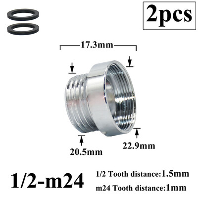 2 db 1/2 Váltás 16 18 20 22 24 26 28 mm-es férfi női menetes csaptelep adapter konyhai fürdőszoba sárgaréz buborékoló víz illesztési idomok