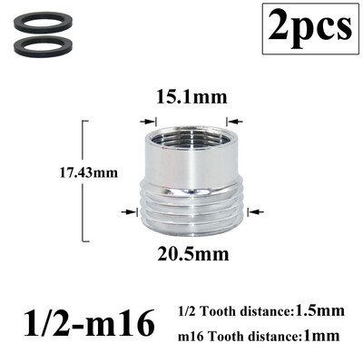 2 db 1/2 Váltás 16 18 20 22 24 26 28 mm-es férfi női menetes csaptelep adapter konyhai fürdőszoba sárgaréz buborékoló víz illesztési idomok