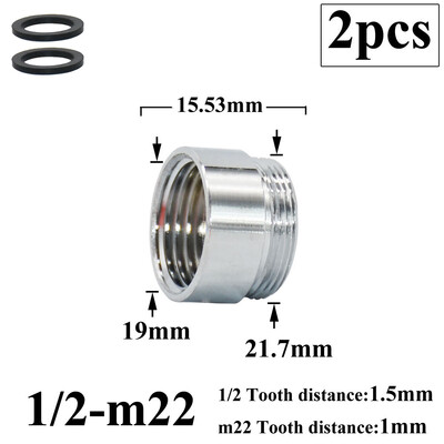 2 db 1/2 Váltás 16 18 20 22 24 26 28 mm-es férfi női menetes csaptelep adapter konyhai fürdőszoba sárgaréz buborékoló víz illesztési idomok