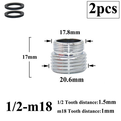 2 db 1/2 Váltás 16 18 20 22 24 26 28 mm-es férfi női menetes csaptelep adapter konyhai fürdőszoba sárgaréz buborékoló víz illesztési idomok