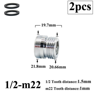 2 db 1/2 Váltás 16 18 20 22 24 26 28 mm-es férfi női menetes csaptelep adapter konyhai fürdőszoba sárgaréz buborékoló víz illesztési idomok