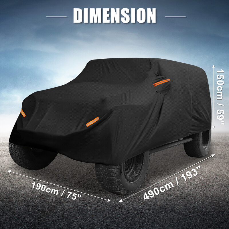 X Autohaux puna navlaka za automobil za Jeep Wrangler JK 2/4 vrata 2007. -2017. Aluminijska folija Vanjska navlaka za zaštitu od vremenskih uvjeta s patentnim zatvaračem