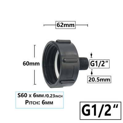 IBC Tank Adapter S60 x 1/2" 3/4` 1" 1,5 2" 63/75/80/100mm Σύνδεση σπειρώματος Ton Barrel Connect 1000 Liter IBC Tank Fitting