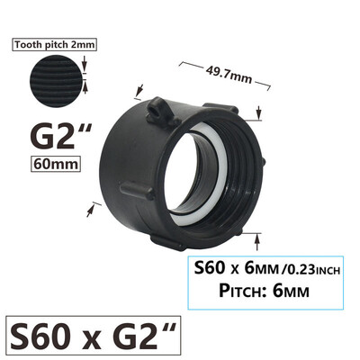 IBC Tank Adapter S60 x 1/2" 3/4` 1" 1,5 2" 63/75/80/100mm Σύνδεση σπειρώματος Ton Barrel Connect 1000 Liter IBC Tank Fitting