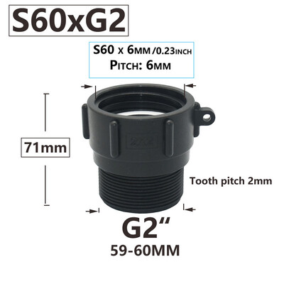 IBC Tank Adapter S60 x 1/2" 3/4` 1" 1,5 2" 63/75/80/100mm Σύνδεση σπειρώματος Ton Barrel Connect 1000 Liter IBC Tank Fitting