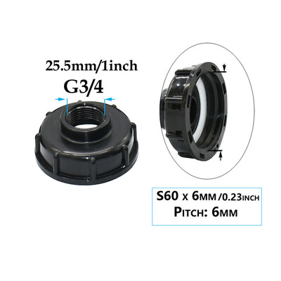 IBC Tank Adapter S60 x 1/2" 3/4` 1" 1,5 2" 63/75/80/100mm Σύνδεση σπειρώματος Ton Barrel Connect 1000 Liter IBC Tank Fitting