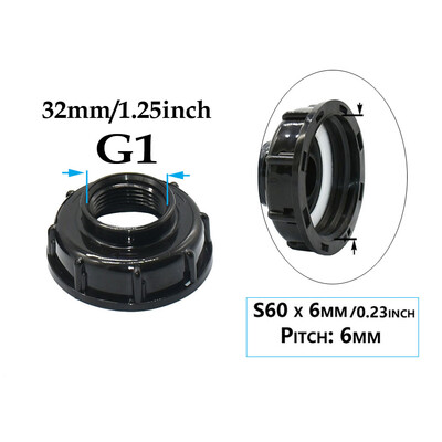 IBC Tank Adapter S60 x 1/2" 3/4` 1" 1,5 2" 63/75/80/100mm Σύνδεση σπειρώματος Ton Barrel Connect 1000 Liter IBC Tank Fitting