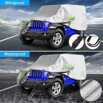 Καλύμματα αυτοκινήτου 190T Αδιάβροχο για Jeep Wrangler 2/4 Doors 1987-2019 JK JL YJ TJ Αντιανεμικό κάλυμμα προστασίας από τη σκόνη Full Surround