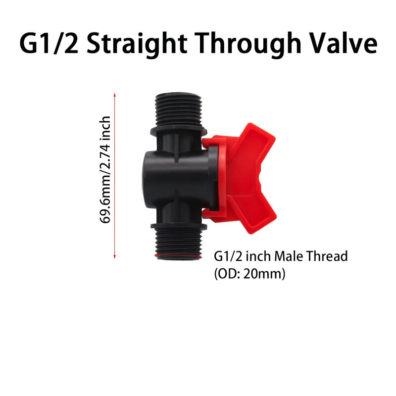 Plastična pagoda s bodljikavim kuglastim ventilom od 2 komada, konektor za crijevo s prekidačem za navodnjavanje za akvarijski vrt