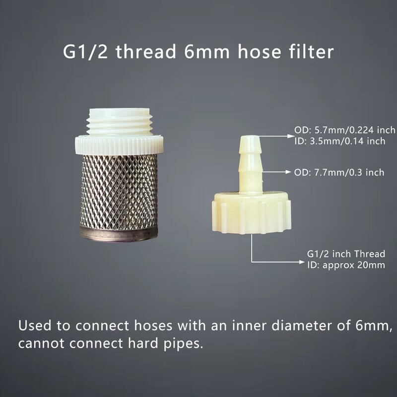 1 set filtera od nehrđajućeg čelika za crijevo 6 mm 8 mm 10 mm 12 mm 16 mm 20 mm za akvarijski vrt s ribicama