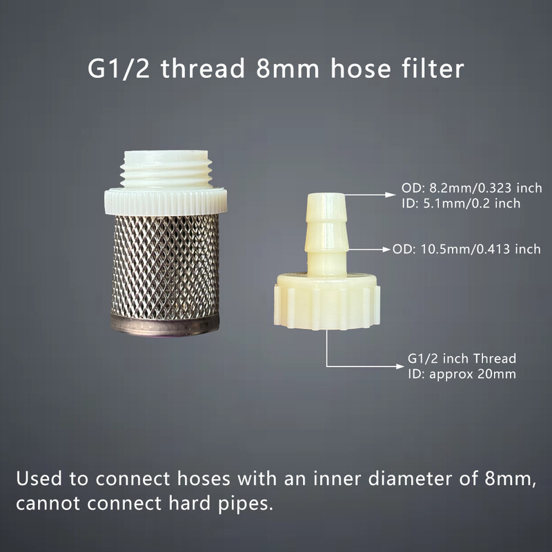 1 set filtera od nehrđajućeg čelika za crijevo 6 mm 8 mm 10 mm 12 mm 16 mm 20 mm za akvarijski vrt s ribicama