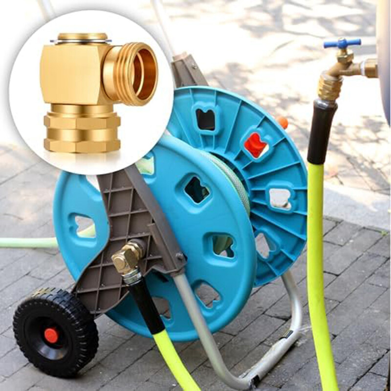1x okretni koljenasti konektor za vrtno crijevo 90 stupnjeva od punog mesinga, podesiv zakretanje od 180° za pranje automobila Adapter za priključak cijevi za vodu