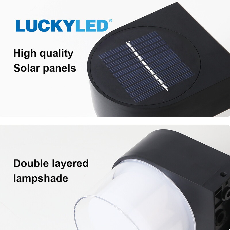 LUCKYLED solarna vanjska zidna svjetiljka IP65 vodootporna LED fasadna zidna svjetiljka 4W bežična vrtna rasvjeta za ulični trijem