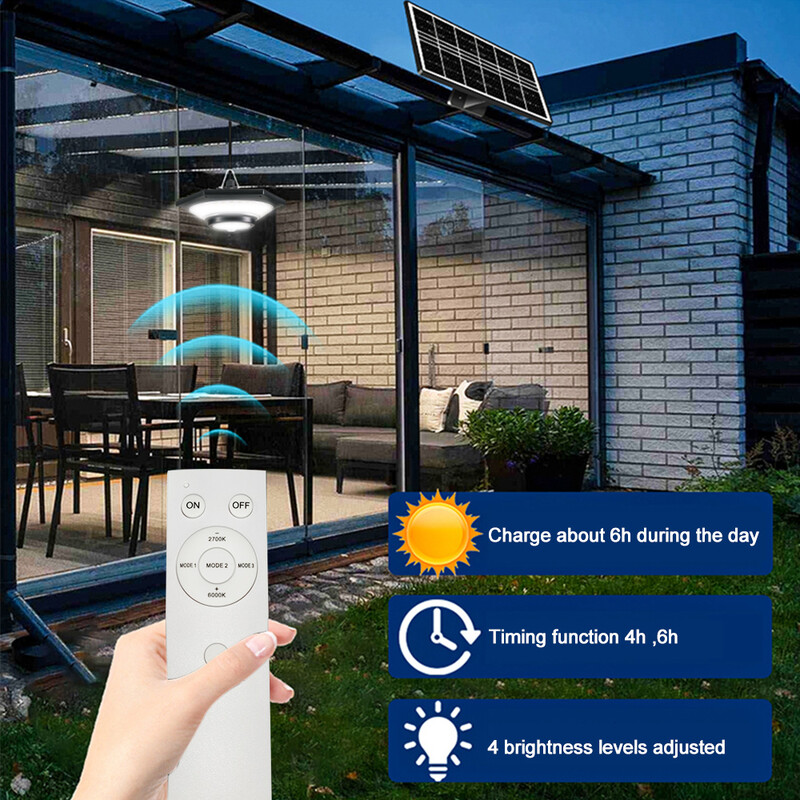 Solarne viseće svjetiljke Vanjska solarna svjetiljka za šupu Senzor pokreta 288 LED dioda Prigušiva unutrašnja svjetiljka za štalu Vodootporna sjenica Dvorište Garaža Pat