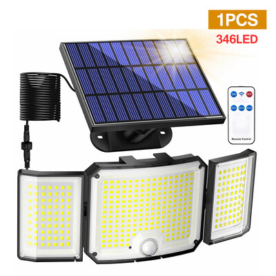 346 LED ηλιακή εξωτερική αδιάβροχη ζώνη με αισθητήρα κίνησης, λειτουργία τηλεχειριστηρίου προβολέων κατάλληλη για πίσω αυλή γκαράζ Patio
